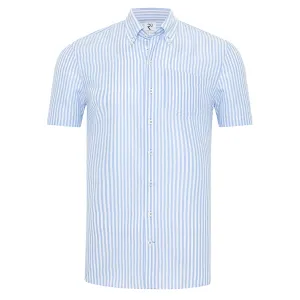 Short-sleeve striped Tencel blend shirt