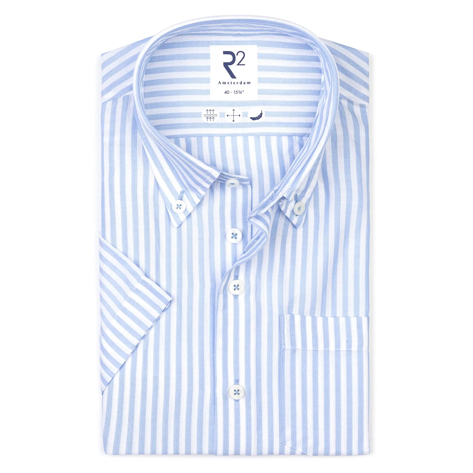 Short-sleeve striped Tencel blend shirt