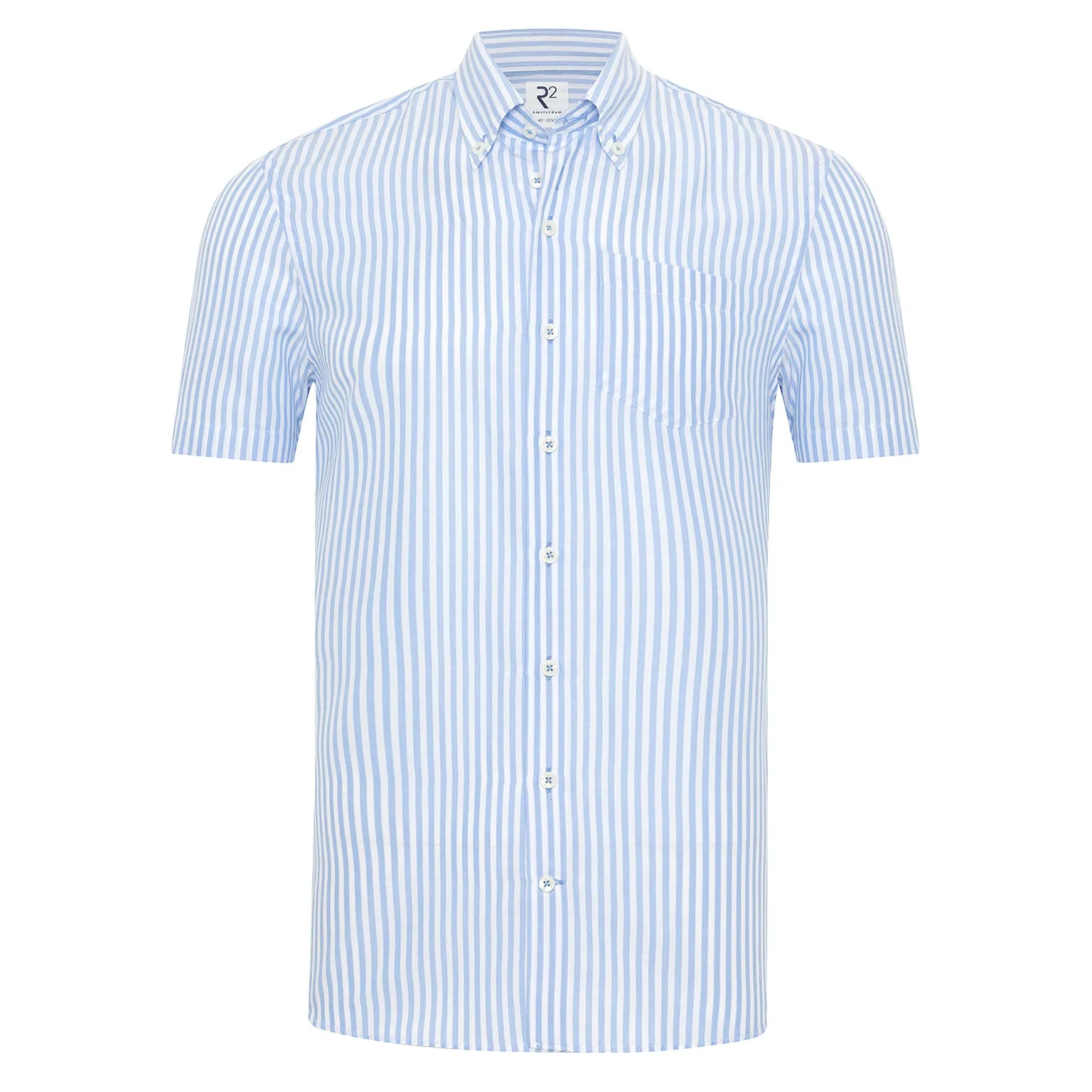 Short-sleeve striped Tencel blend shirt