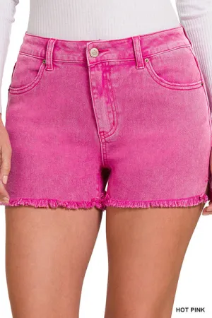 Show Your Legs Acid Washed Frayed Shorts-Multiple Colors Available