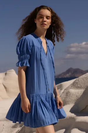 Smocked Drop Mini- Bermuda Blue