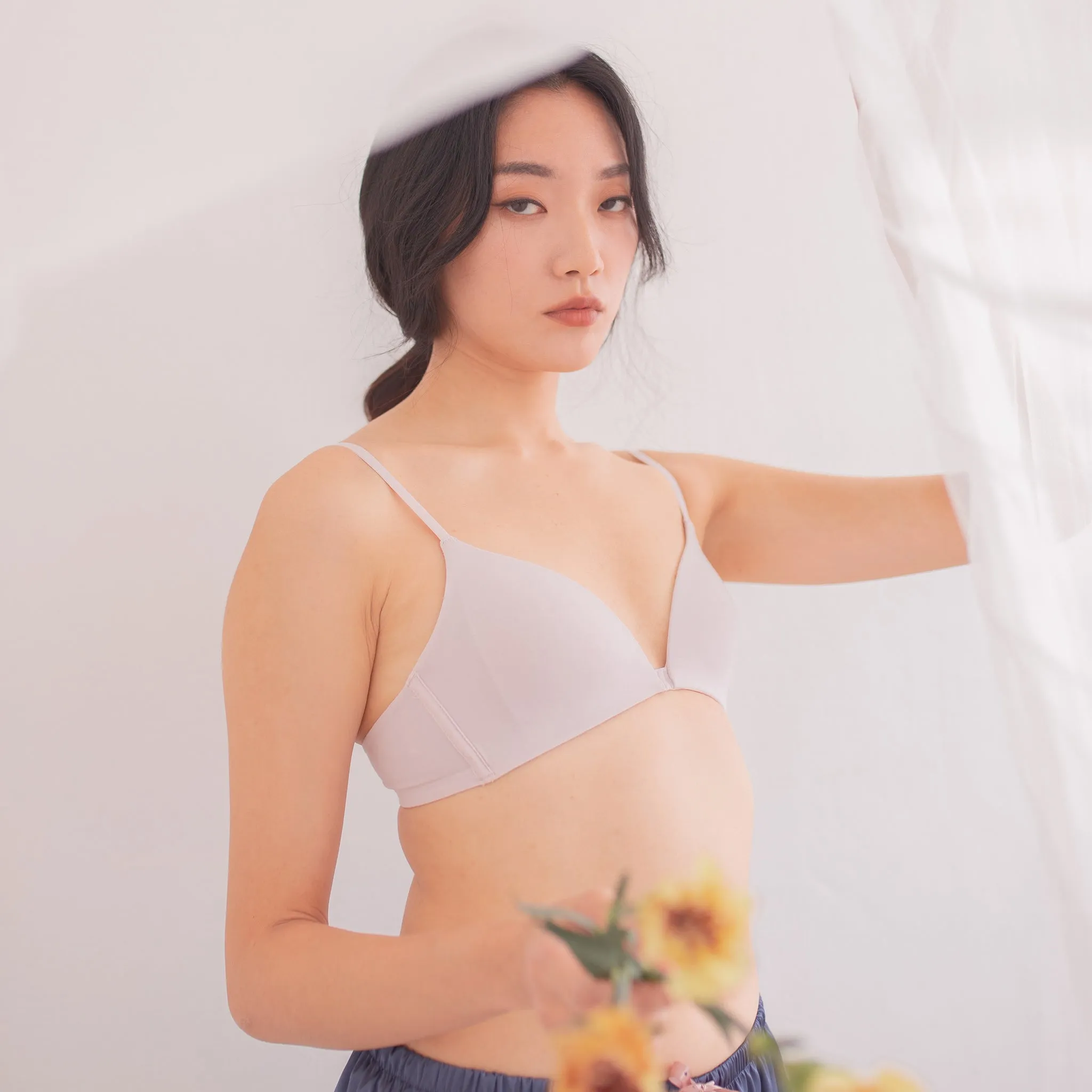 Snuggly Lightly-Lined Wireless Bra (Cotton x Modal Blend Fabric) in Dusty Pink (Size XL Only)