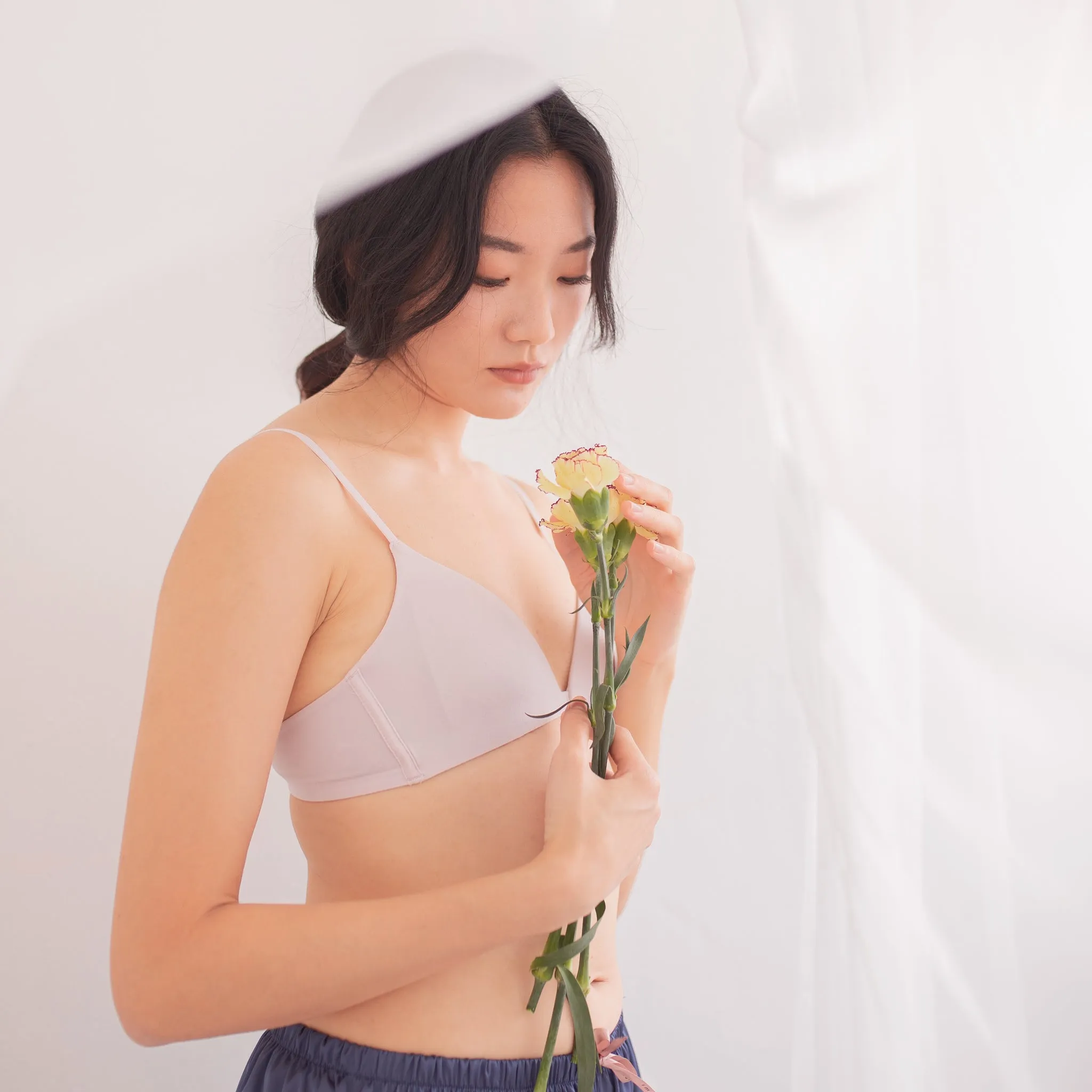 Snuggly Lightly-Lined Wireless Bra (Cotton x Modal Blend Fabric) in Dusty Pink (Size XL Only)