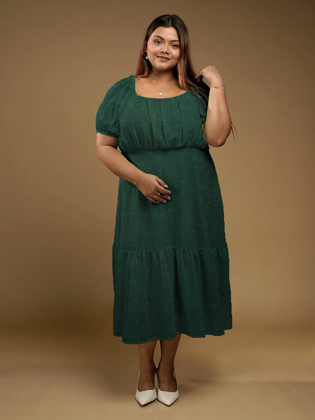 Solid Relaxed Fit Midi Dress