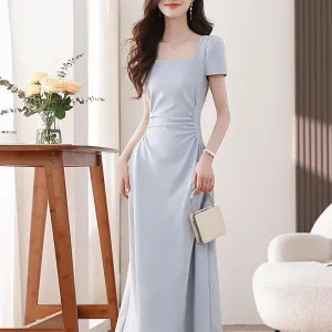 Solid Shirred Maxi Dress Perfect for a Stylish Vacation