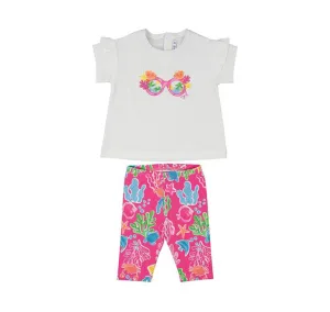 SS25 Mayoral - Fuchsia  Sealife T-Shirt and Legging Set