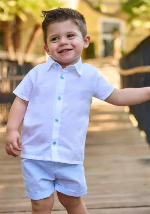 SS25 Rapife - White Shirt and Sky Blue Short Set