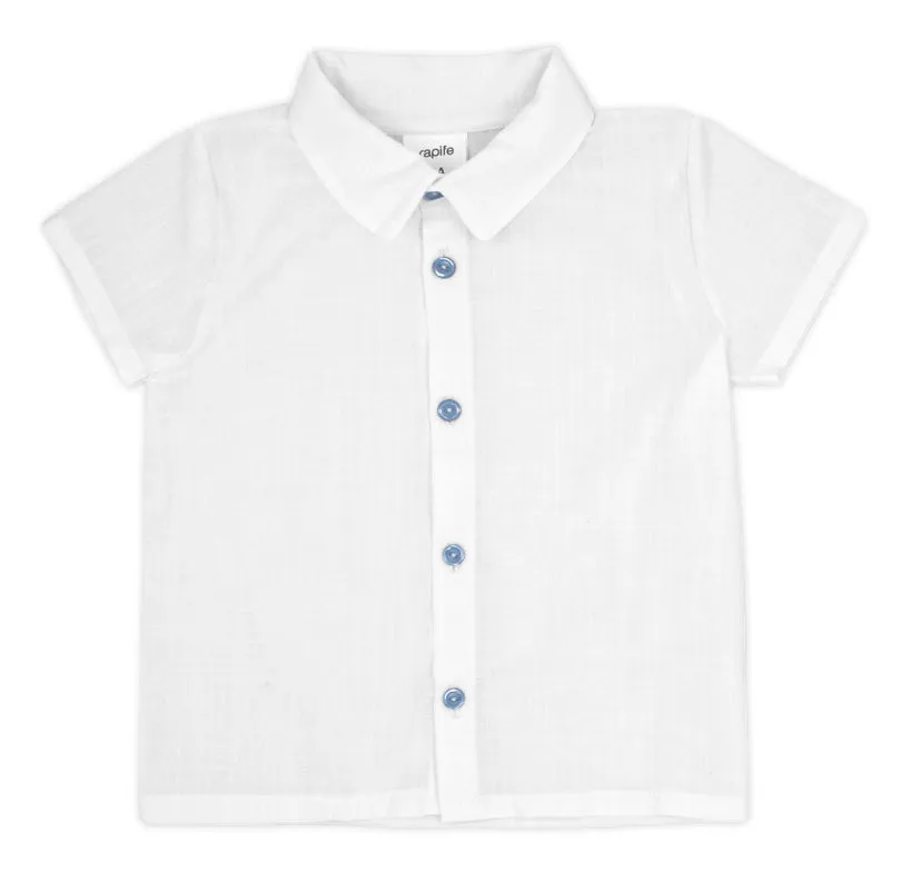 SS25 Rapife - White Shirt and Sky Blue Short Set