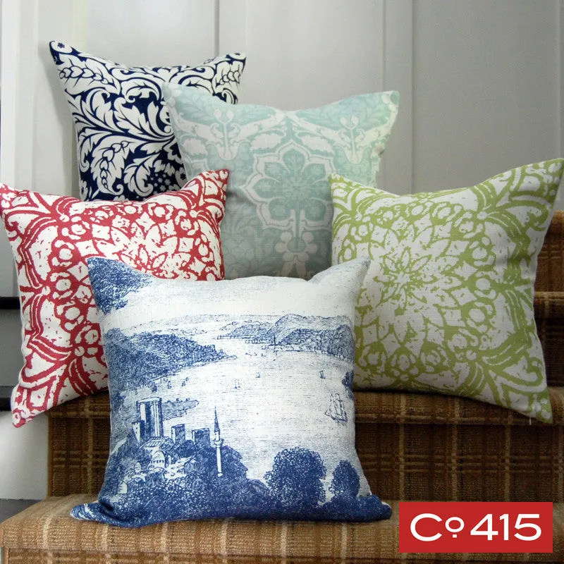 Stamped Flower Pillow - Watermelon