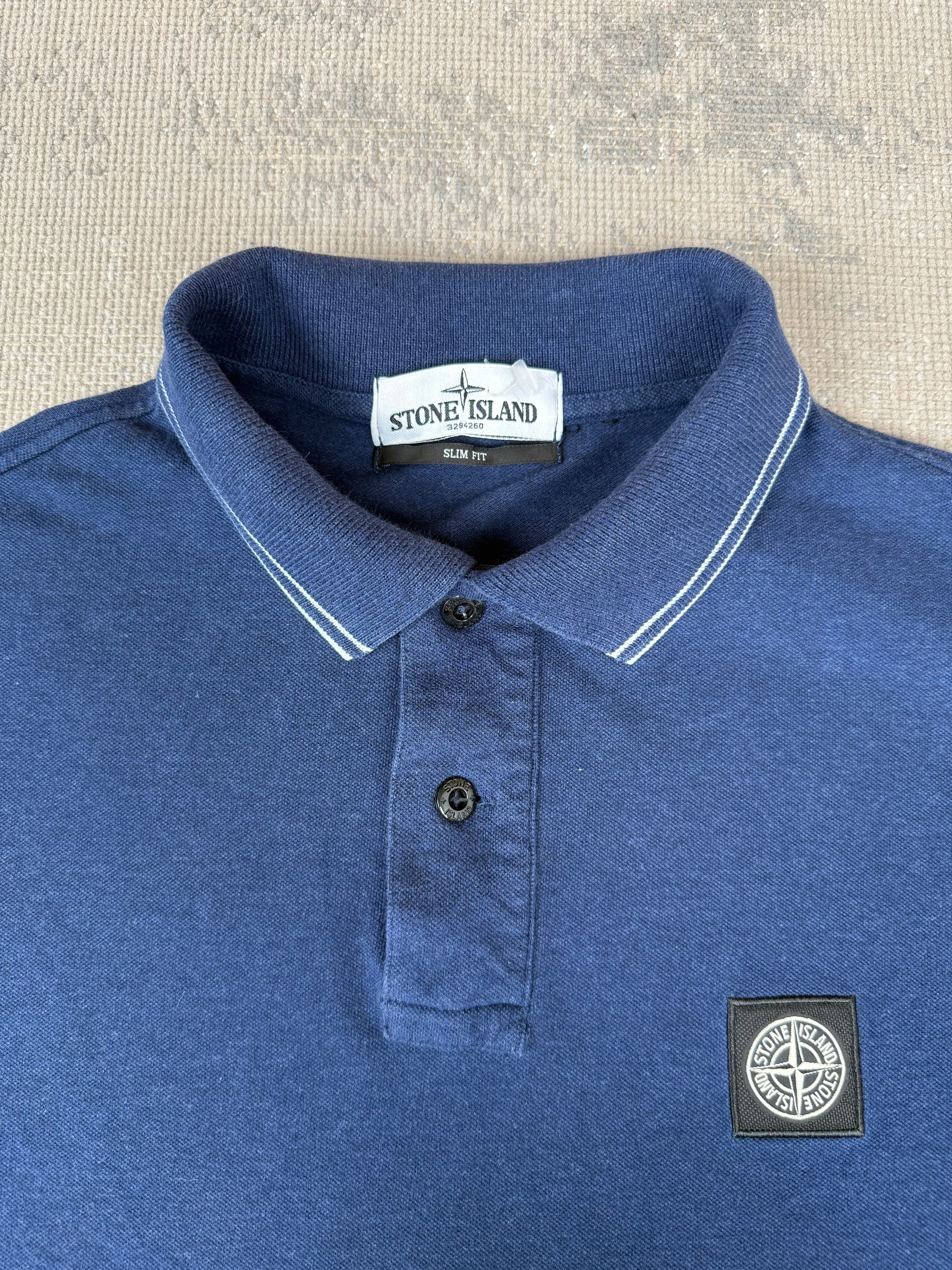 Stone Island Long Sleeve Compass Polo - Navy