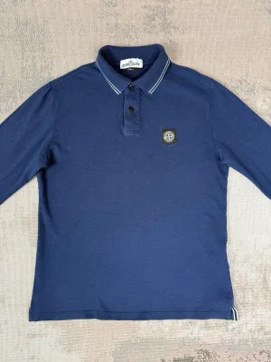 Stone Island Long Sleeve Compass Polo - Navy