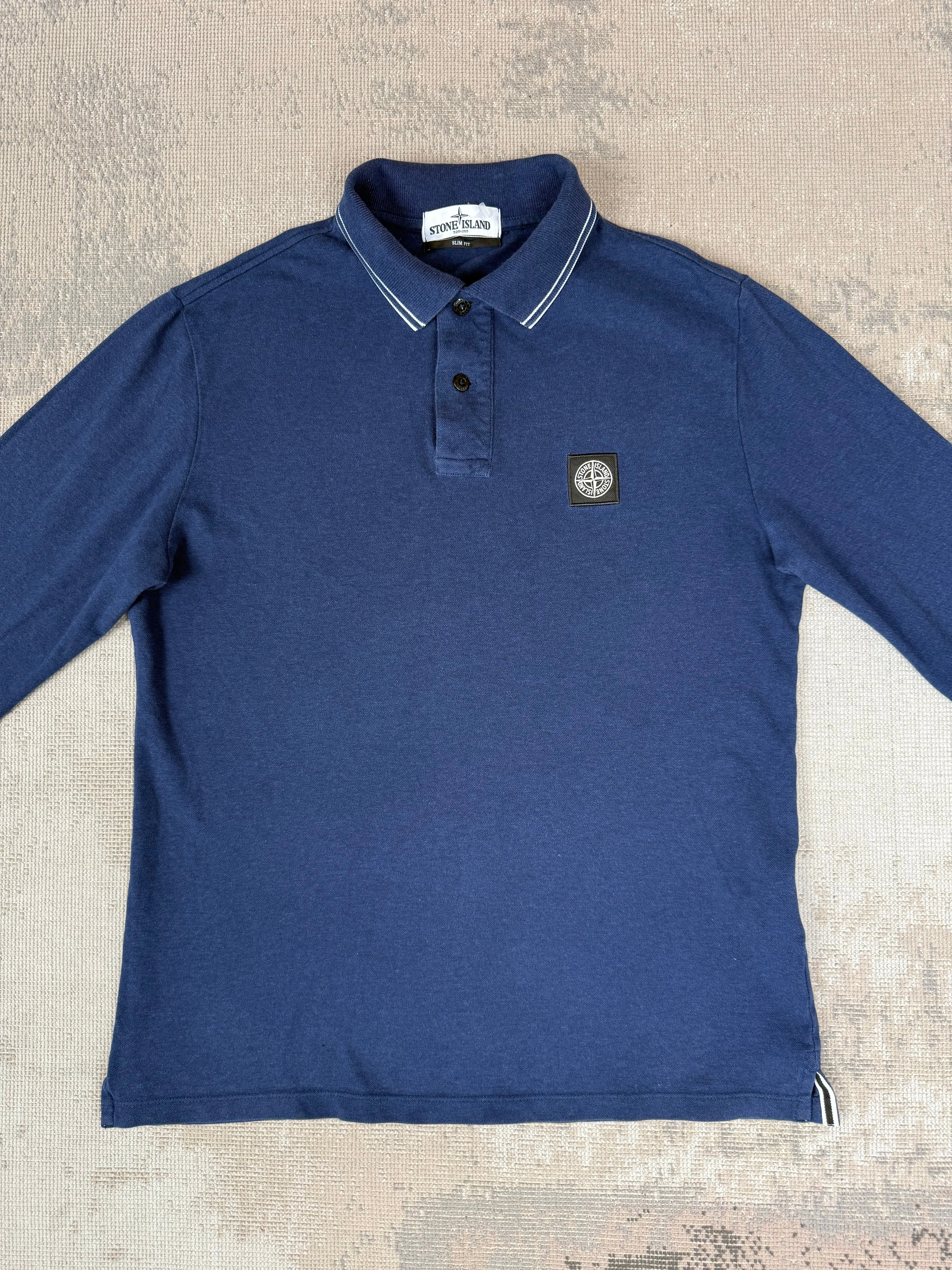 Stone Island Long Sleeve Compass Polo - Navy