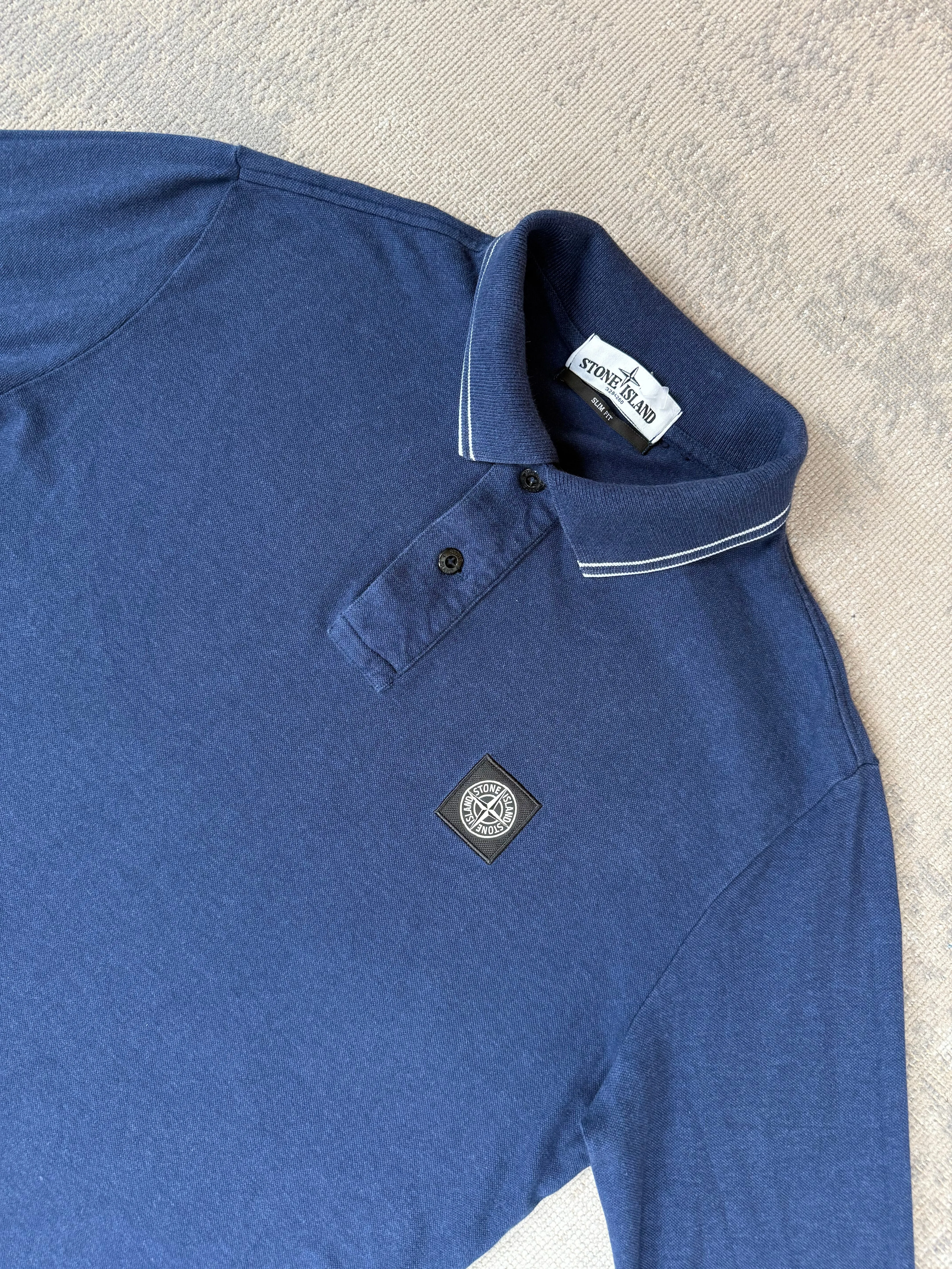 Stone Island Long Sleeve Compass Polo - Navy