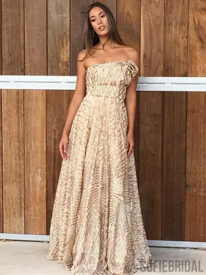 Strapless Long A-line Elegant Prom Dresses, Formal Dresses, PD0923