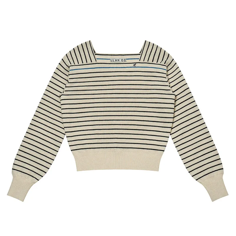 Striped Square-Neck Sweater