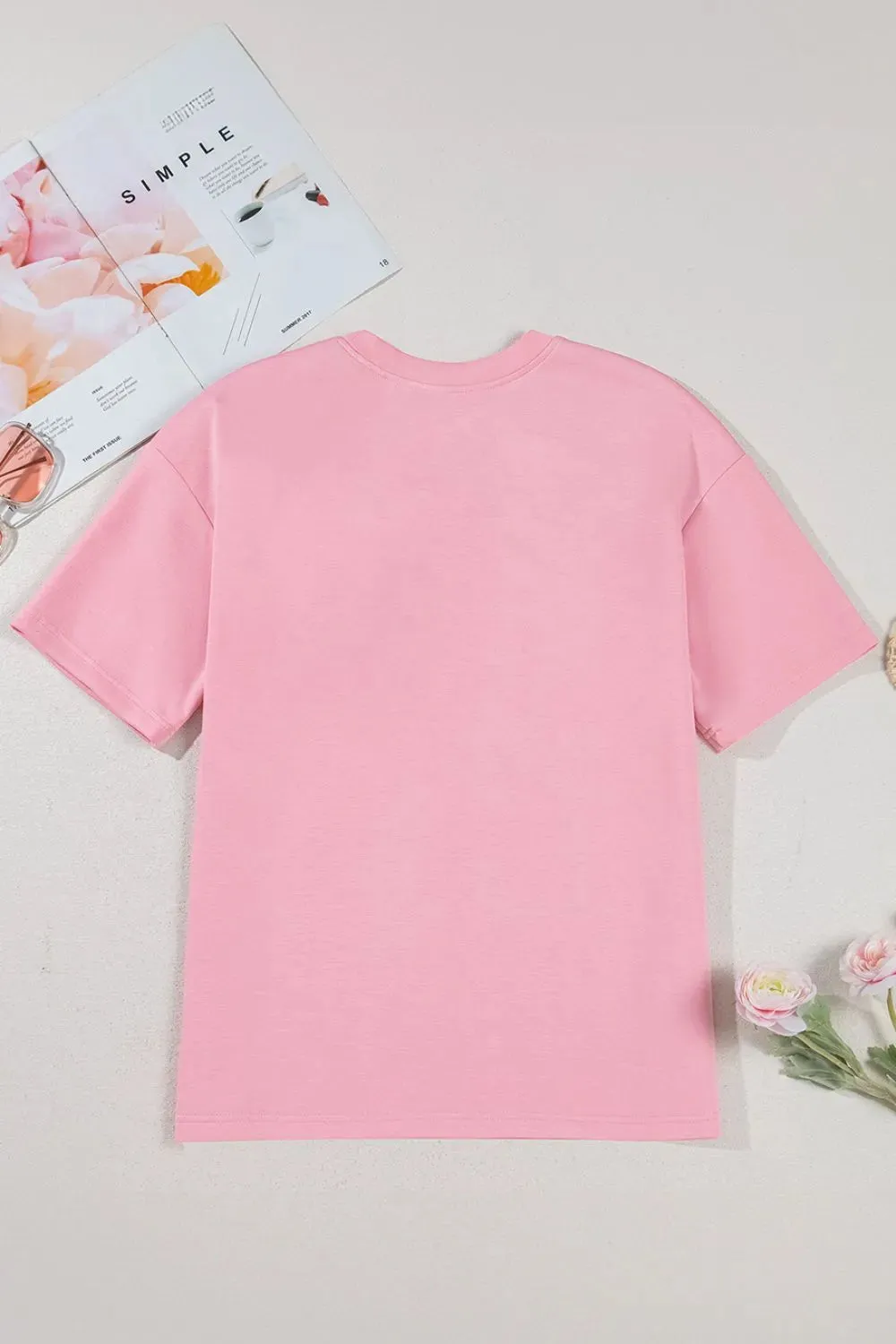 Stylish Bow Round Neck Short Sleeve T-Shirt for Women