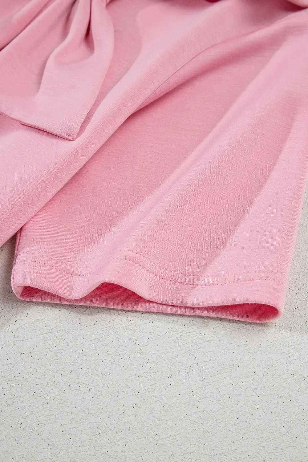 Stylish Bow Round Neck Short Sleeve T-Shirt for Women