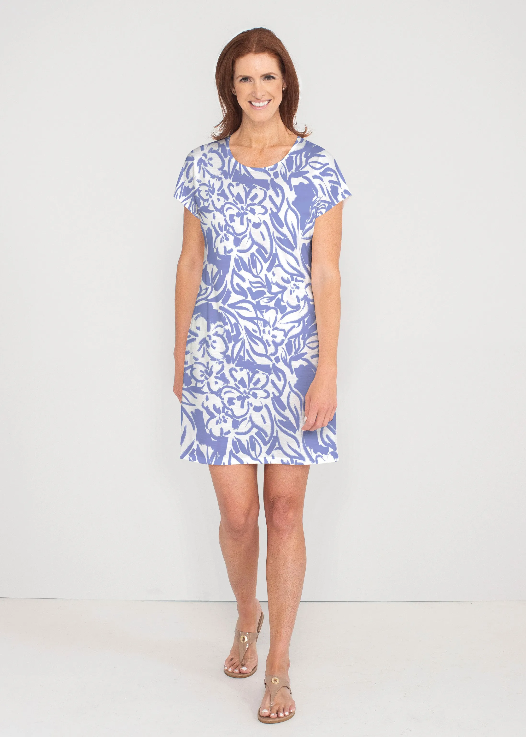 Summer Breeze Perri (8164) ~ French Terry Short Sleeve Crew Dress