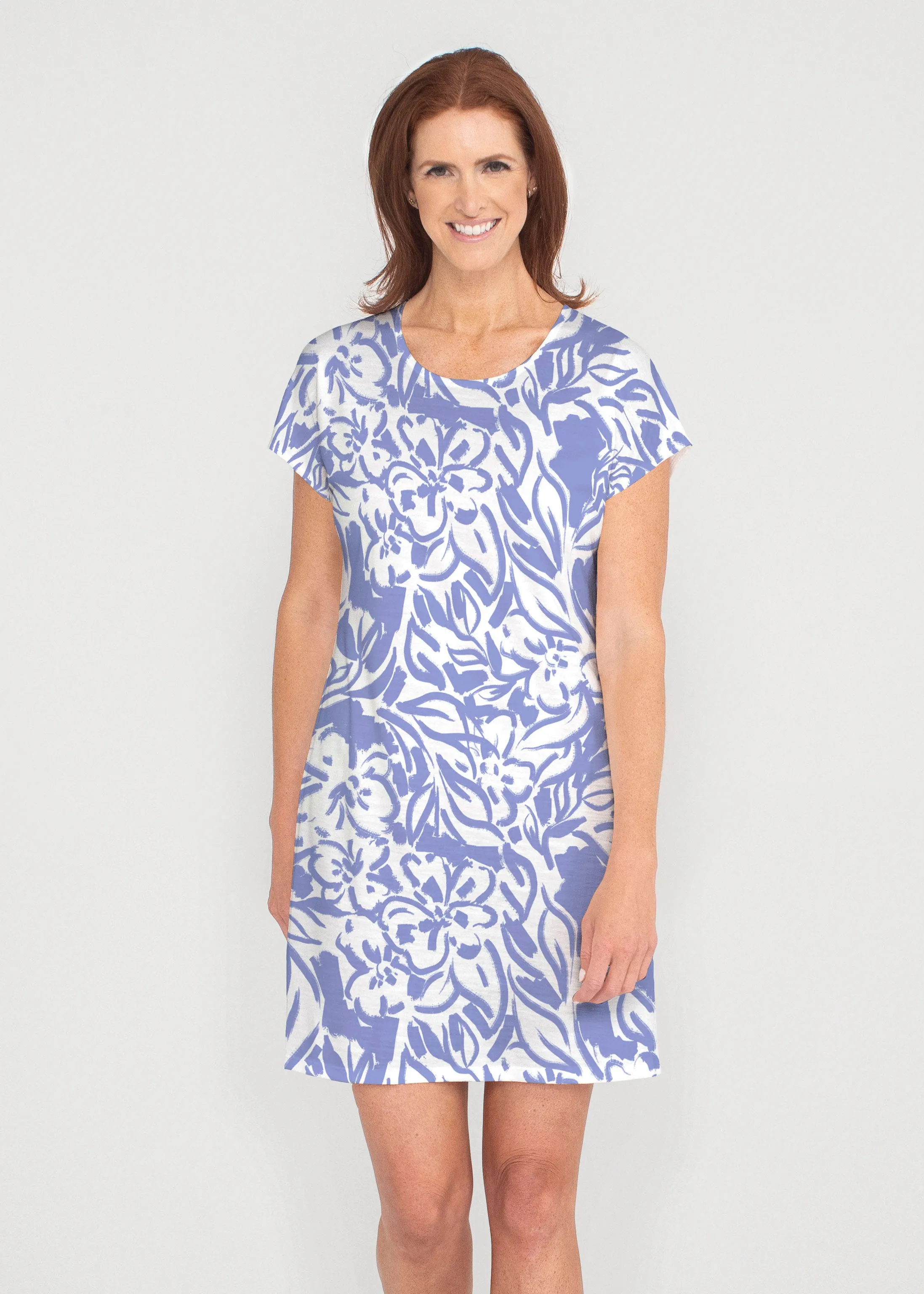 Summer Breeze Perri (8164) ~ French Terry Short Sleeve Crew Dress