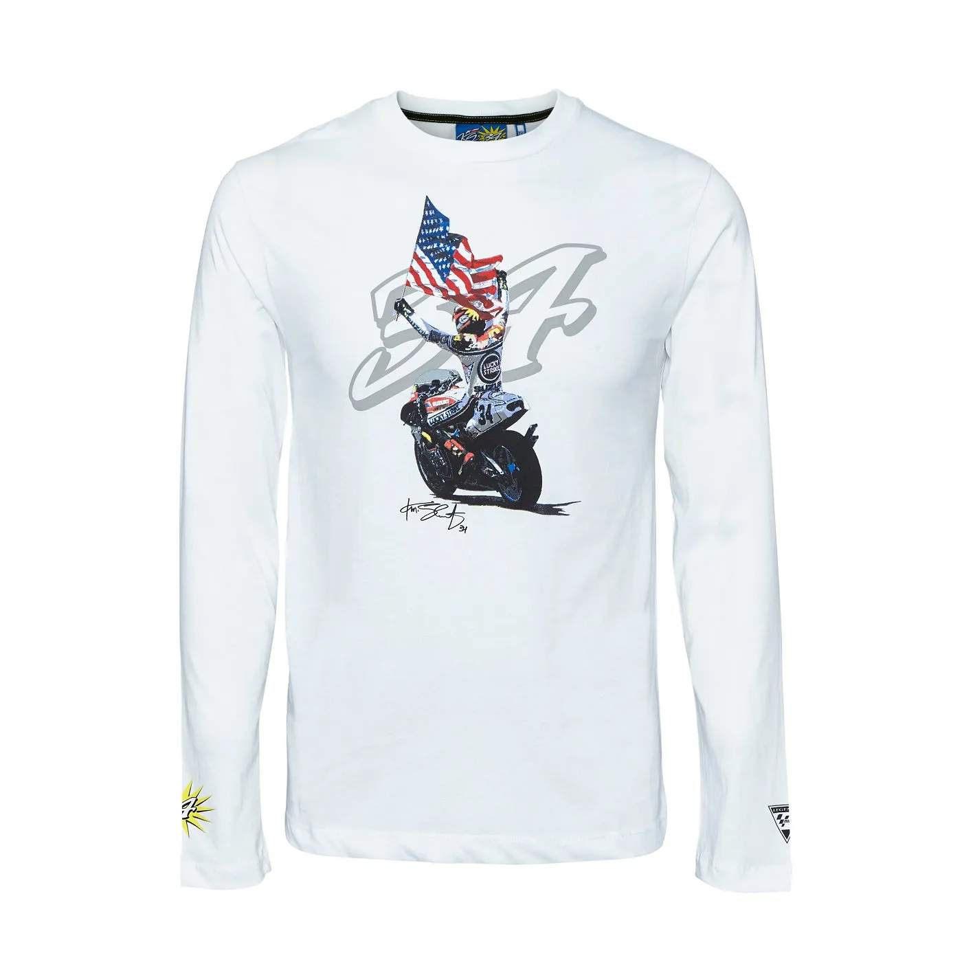 T-SHIRT 3502-06 Longsleeve  Bike MotoGP  Kevin Schwantz 34 NEW! White