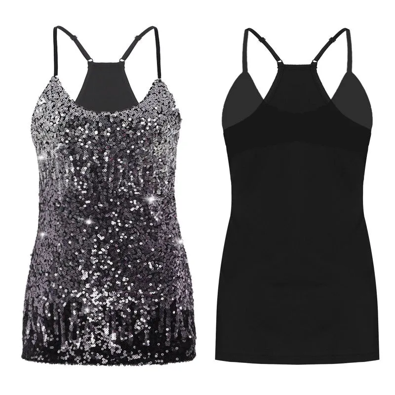 T Shirt Disco Paillettes Femme