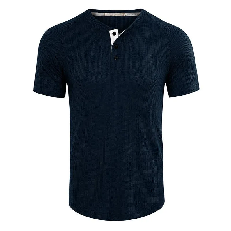 T-shirt à manches raglan et col henley gaufré vintage