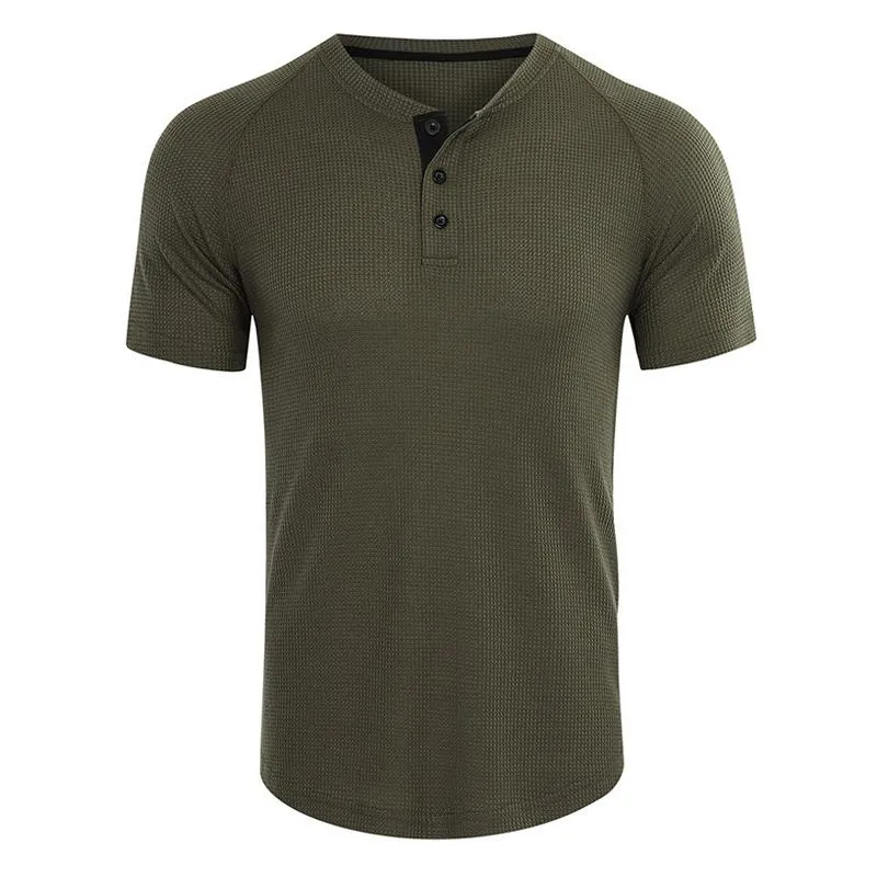 T-shirt à manches raglan et col henley gaufré vintage