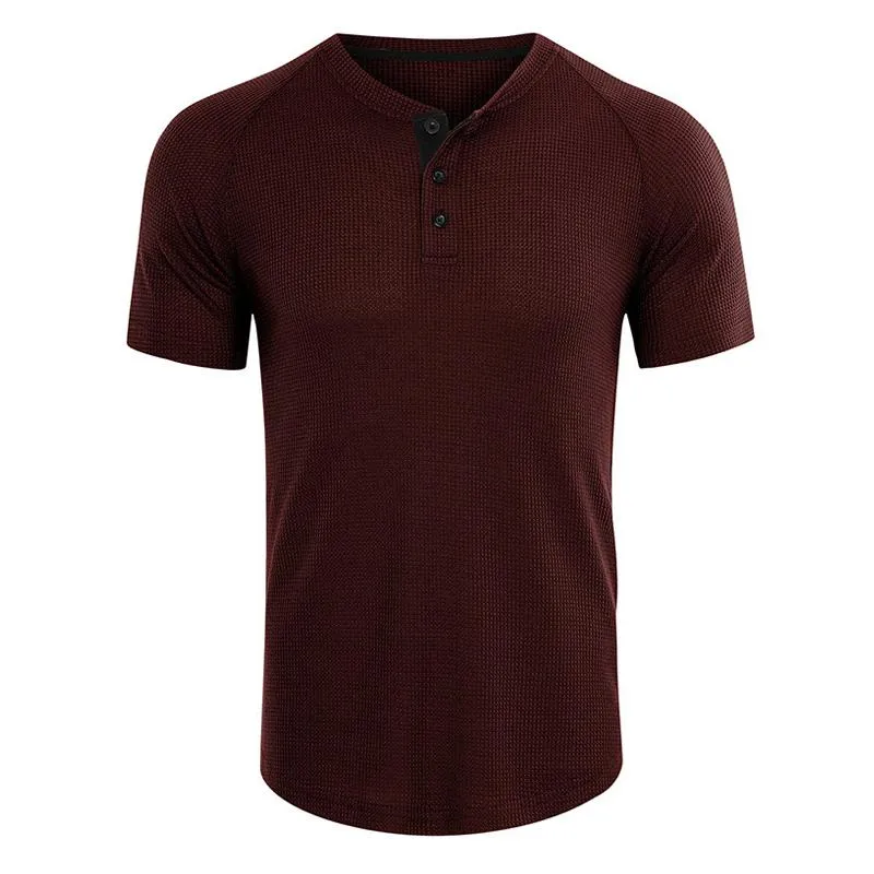 T-shirt à manches raglan et col henley gaufré vintage