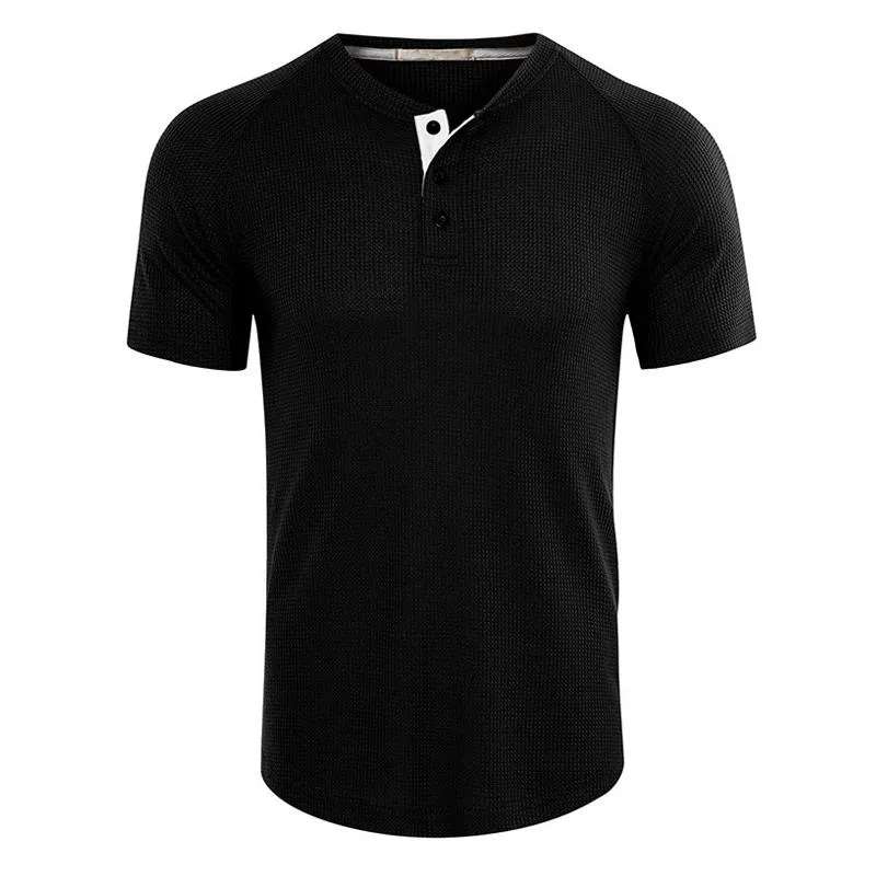 T-shirt à manches raglan et col henley gaufré vintage