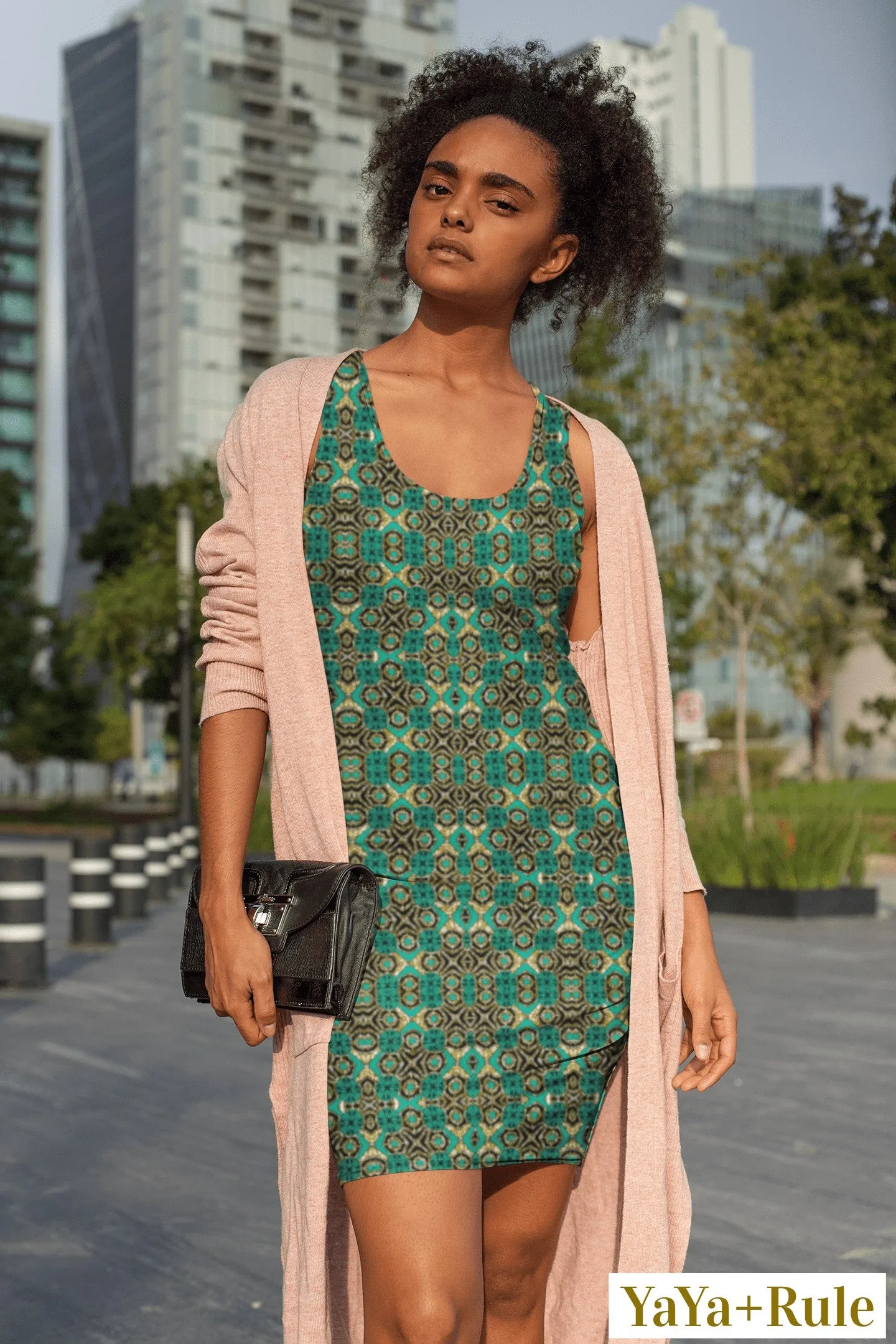 Teal African Print Dress