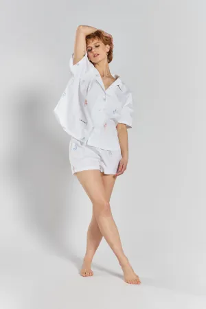 Telopea embroidered woven-cotton shirt - Glacier White