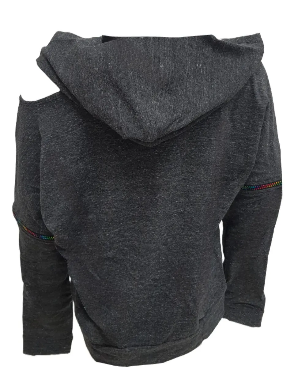 TEREZ Girl's Grey Rainbow Zipper Hoodie #509017785 NWT