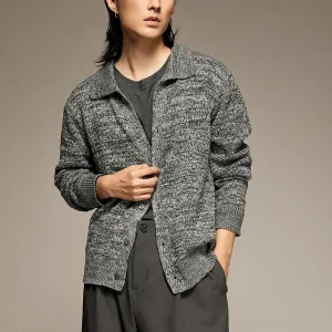 Textured Gray Knit Cardigan