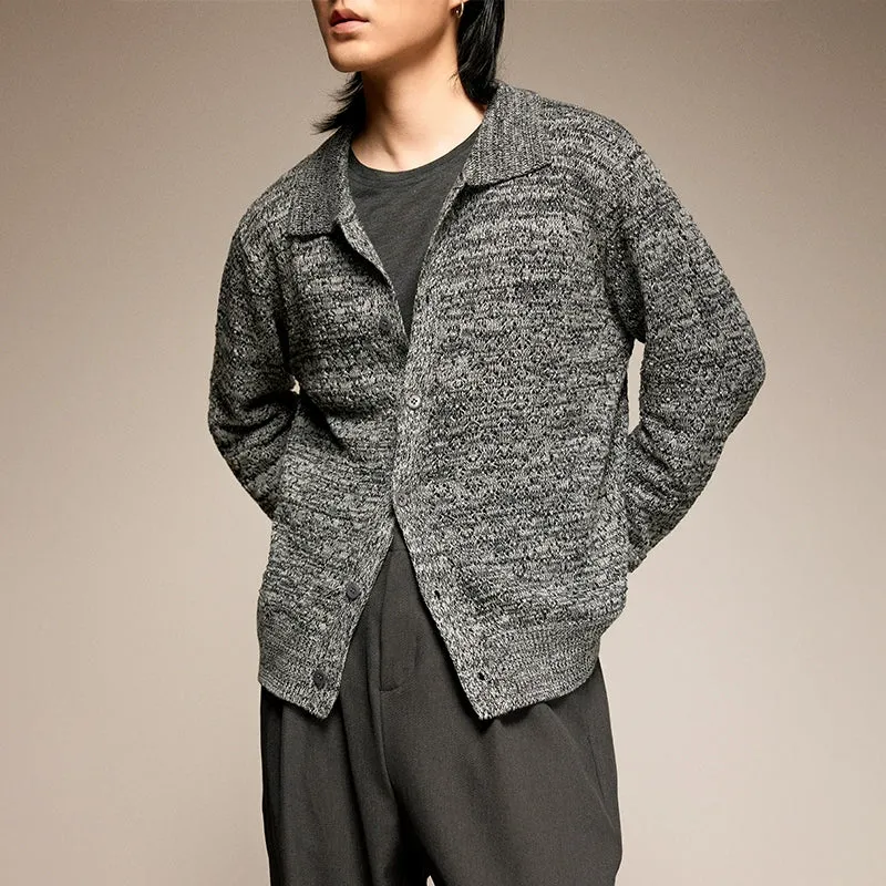 Textured Gray Knit Cardigan