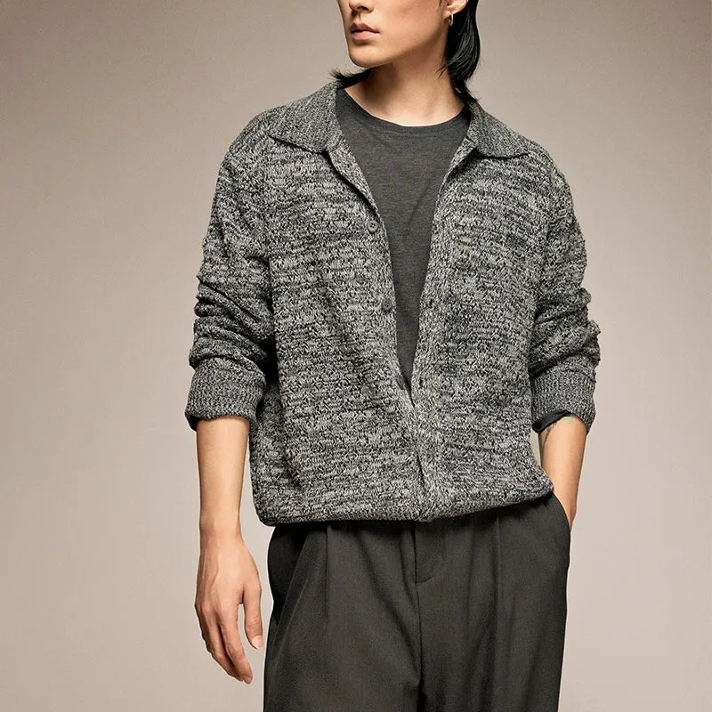 Textured Gray Knit Cardigan