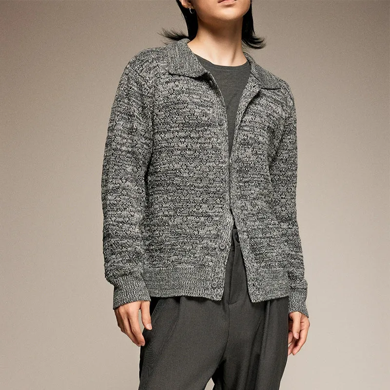 Textured Gray Knit Cardigan