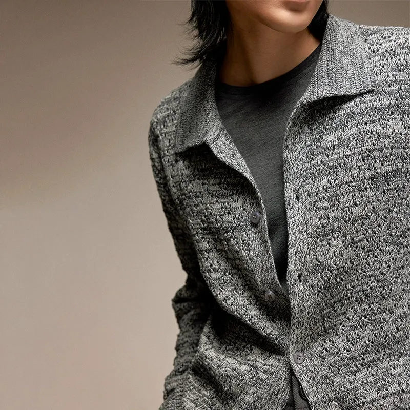 Textured Gray Knit Cardigan