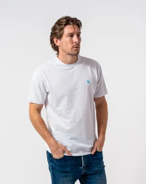 The Dexter - Classic fit T-shirt in White with Cyan Blue accents