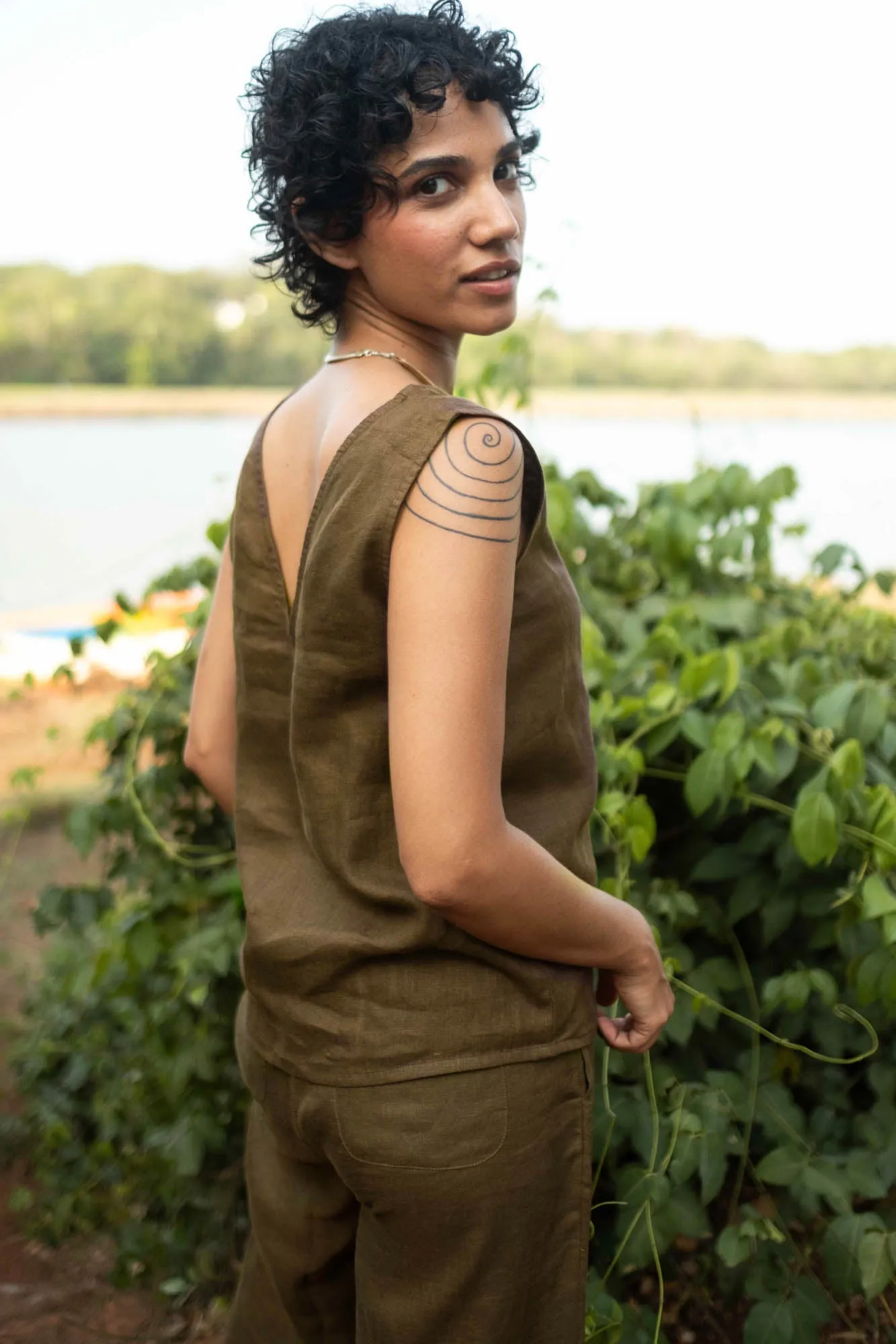 The Linen V Neck Tank