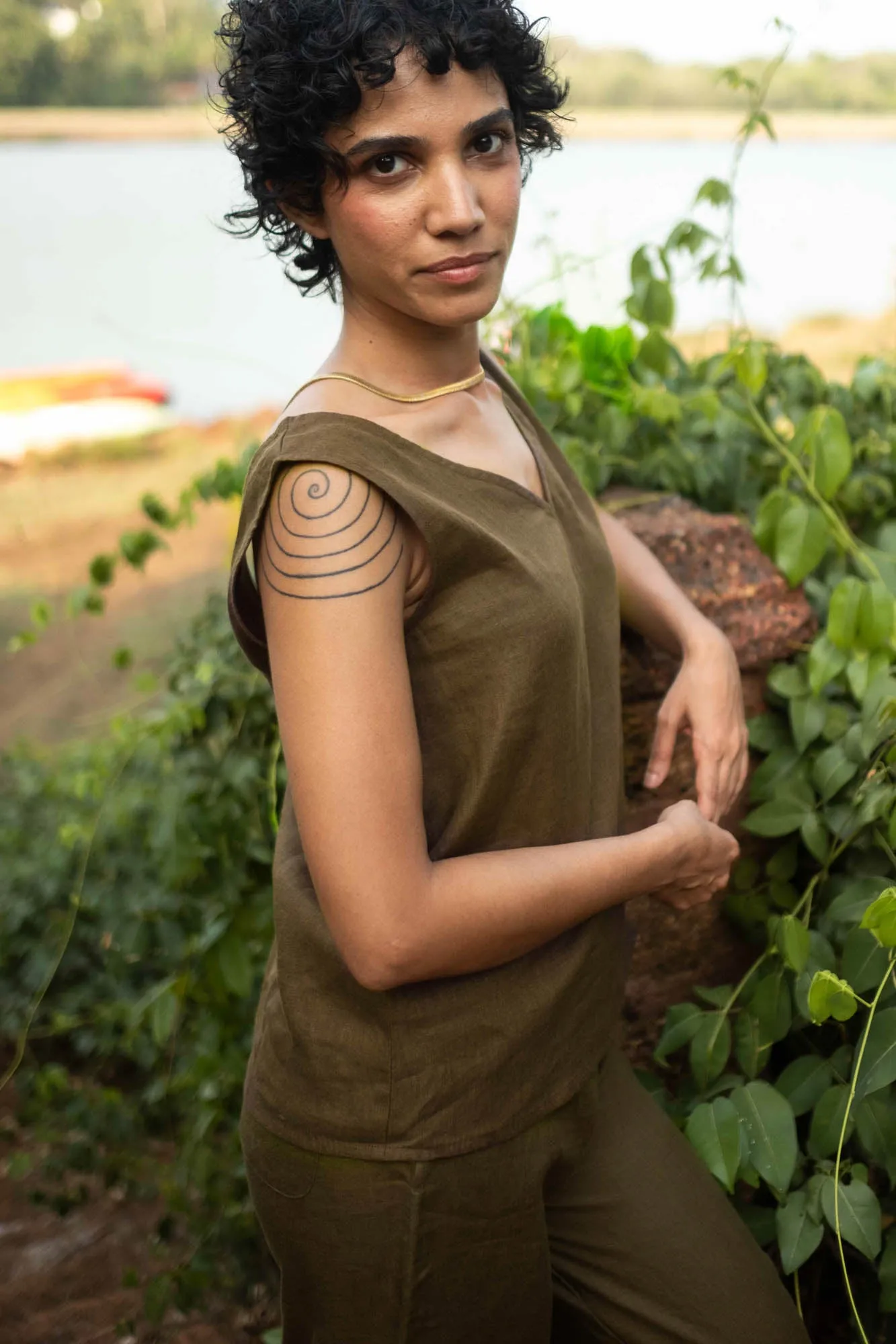 The Linen V Neck Tank