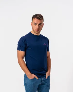 The Original - Classic fit T-shirt in Navy Blue with Fuchsia Pink accents