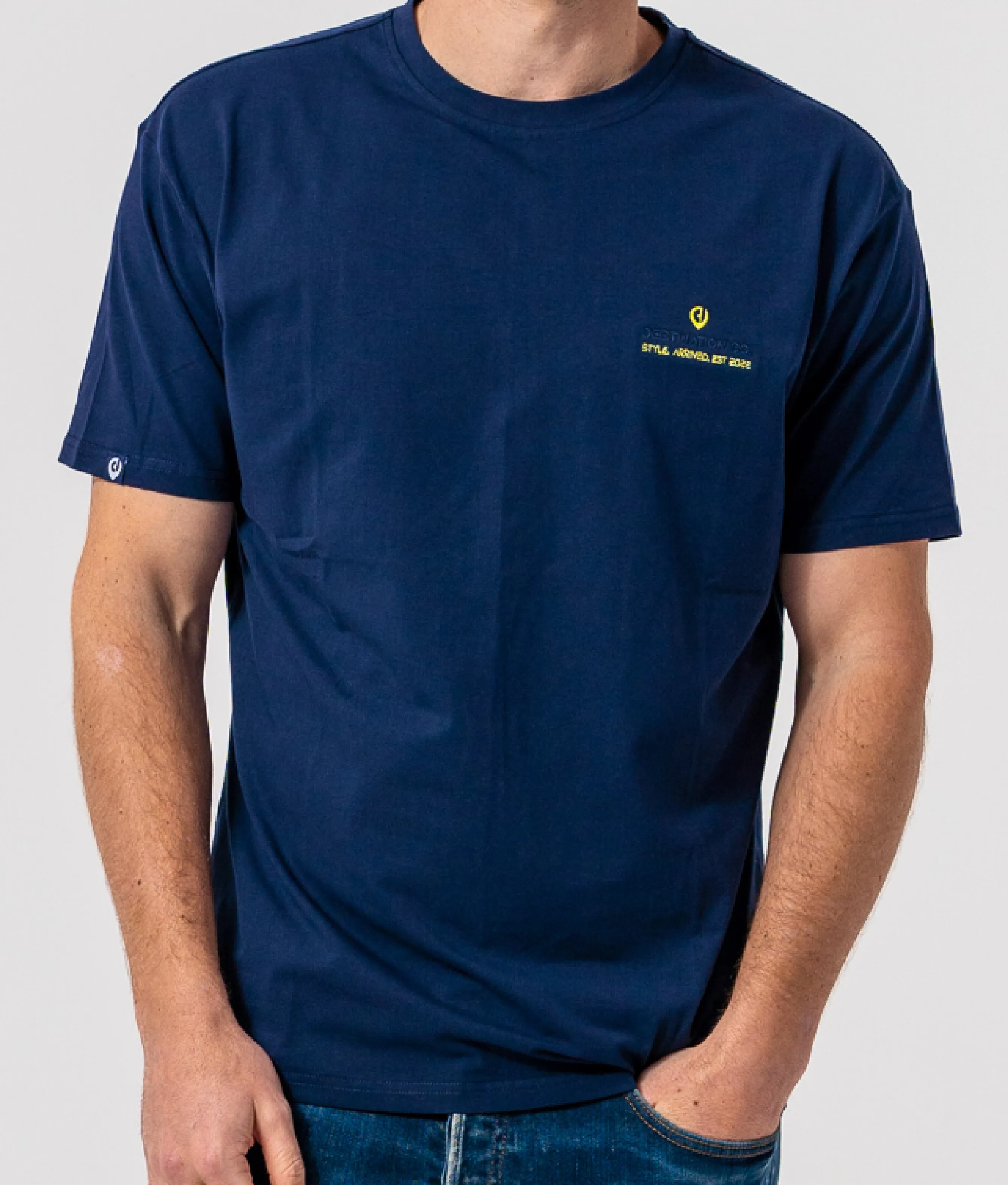 The Original - Classic fit T-shirt in Navy with Neon Green accents