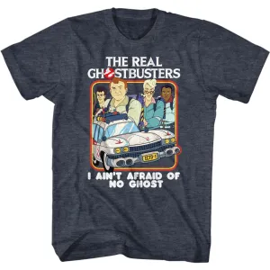 The Real Ghostbusters Busters and Ecto1 Navy Heather T-Shirt