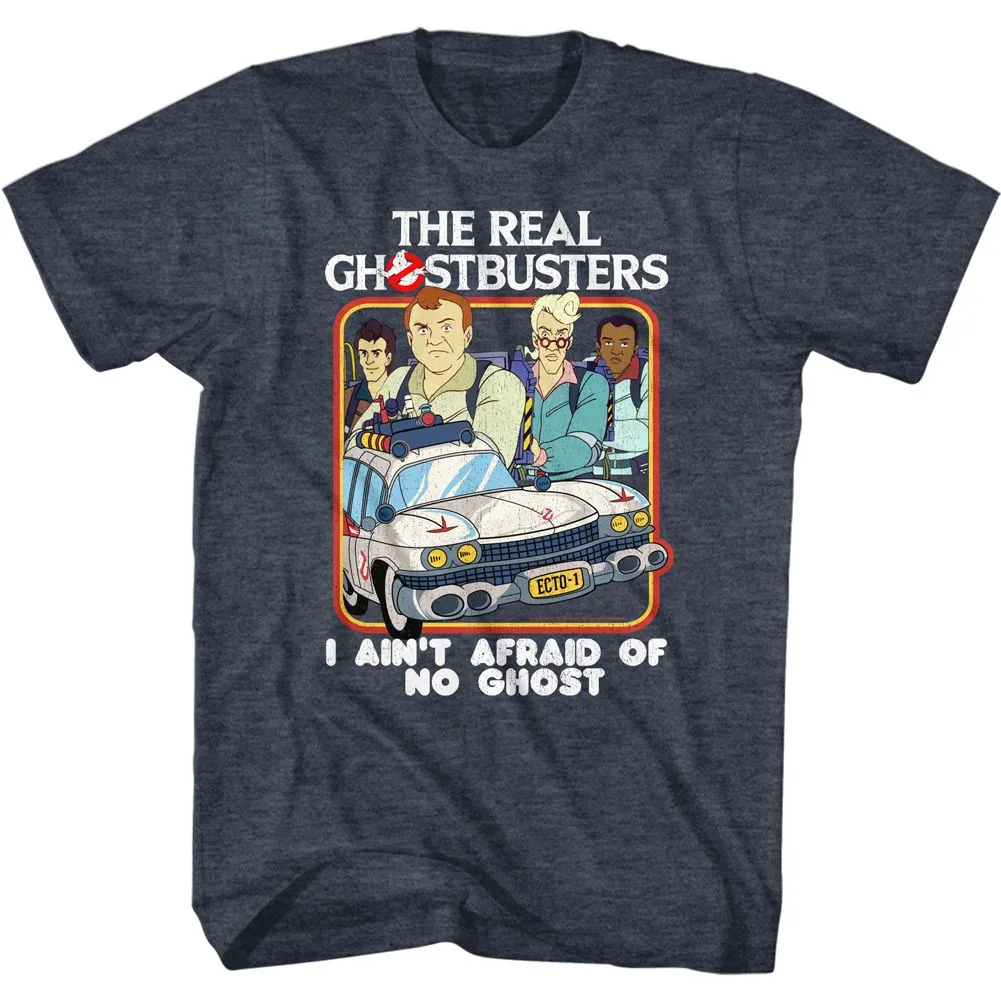 The Real Ghostbusters Busters and Ecto1 Navy Heather T-Shirt