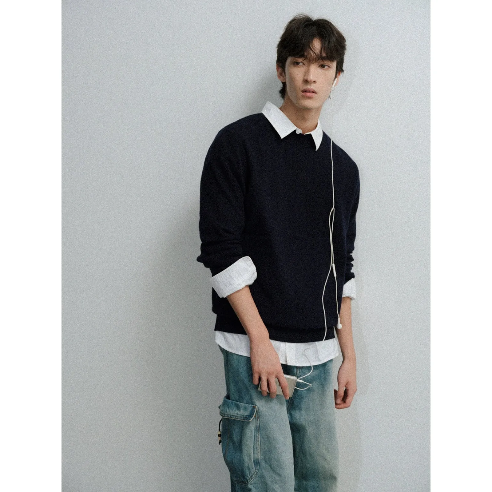 Three-Color Wool Cashmere Sweater