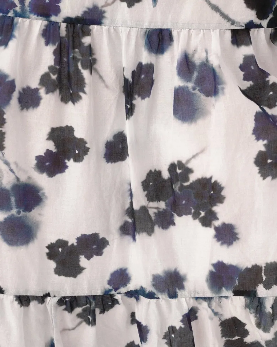 Tie Waist Button Up Watercolor Small Floral Shirt