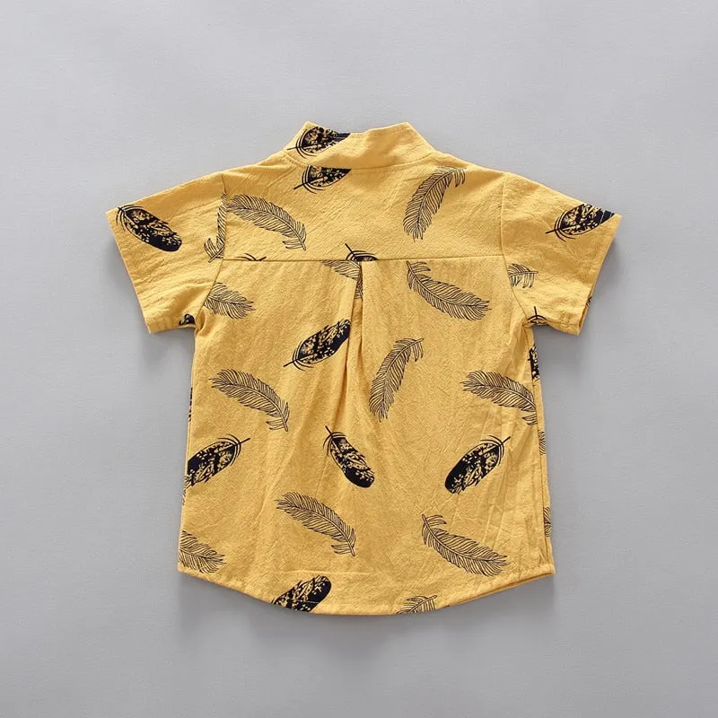 Toddler Boys Short Sleeve Feather Shirt And Shorts Set