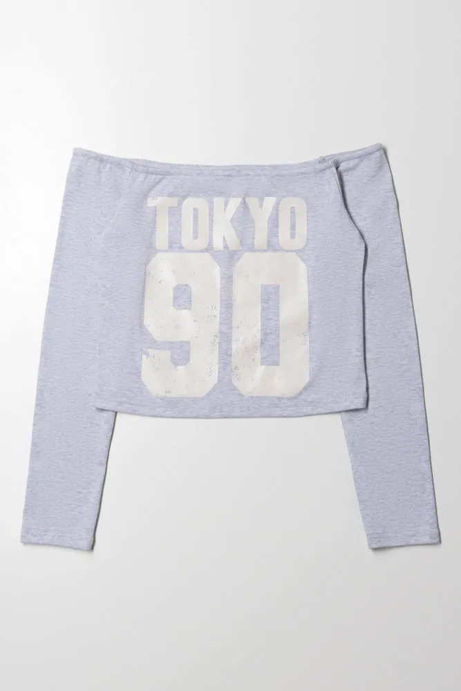 Tokyo Off The Shoulder Top Grey