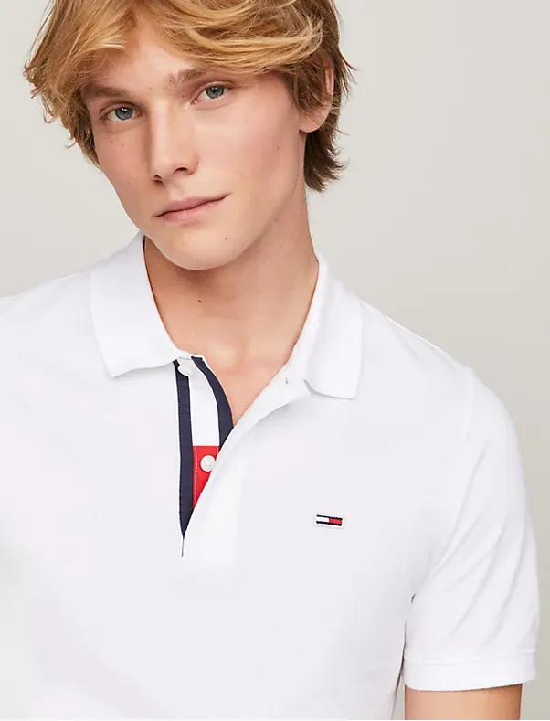 Tommy Jeans | Slim Fit Poloshirt aus reiner Bio-Baumwolle | YBR WHITE