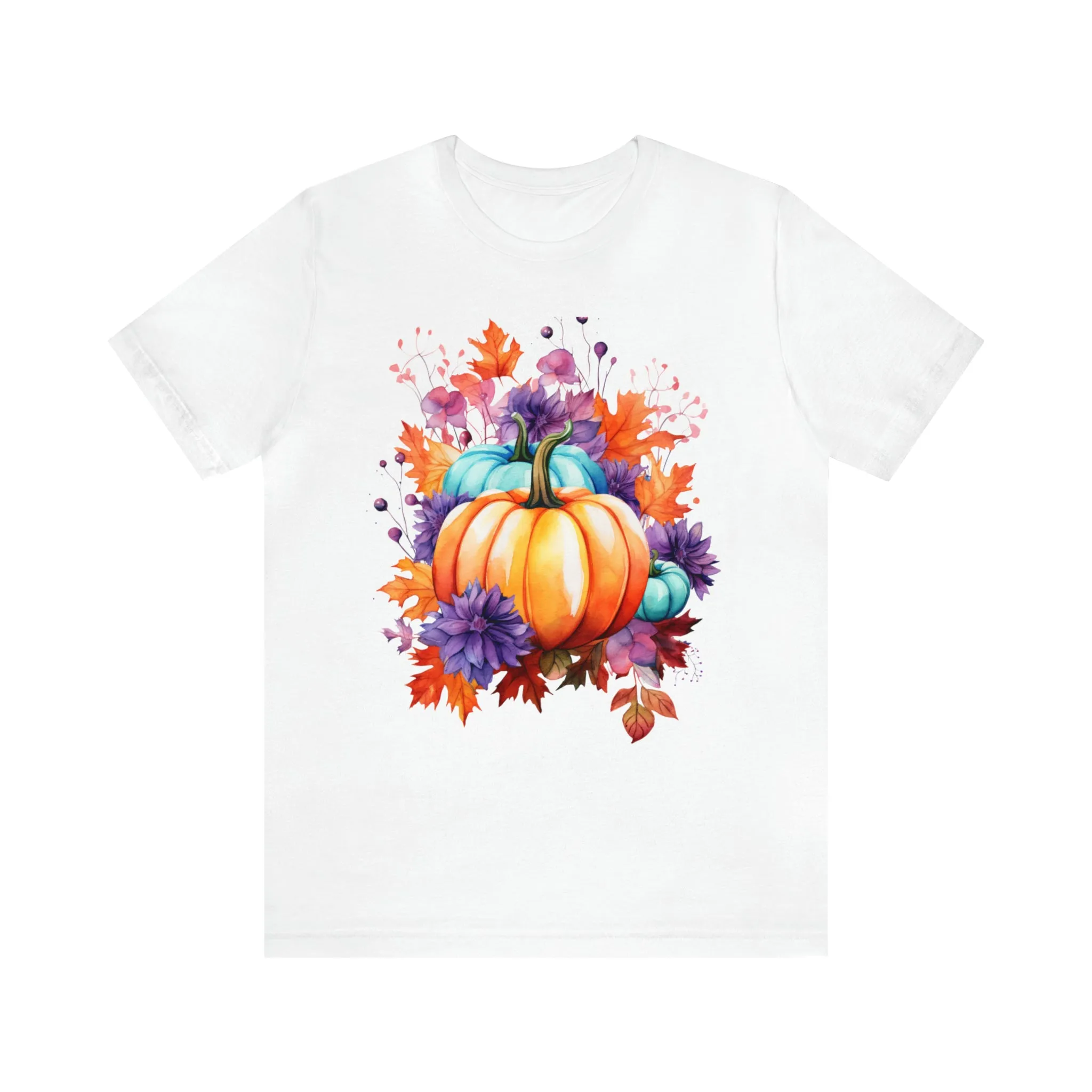TShirt Fall Pumpkin & Leaves Shirt Funny Short Sleeve T-shirt Gift